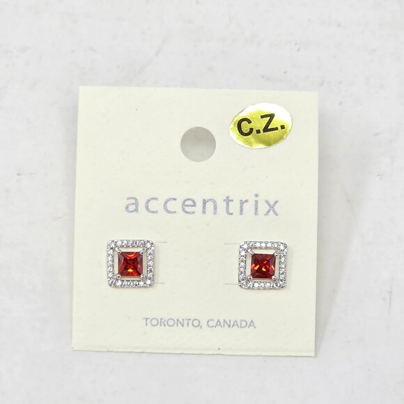 🎁🎅HOLIDAY TREASURES! CZ Ruby Stud Earring - Picture 1 of 1
